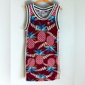 Adidas X Farm Rio Tropical Pineapple Tank Dress  w/ Polka Dot Pattern on Back XS